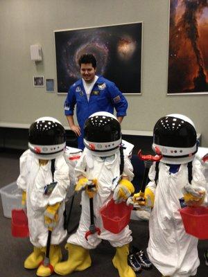 The kids are dressed and ready for space!