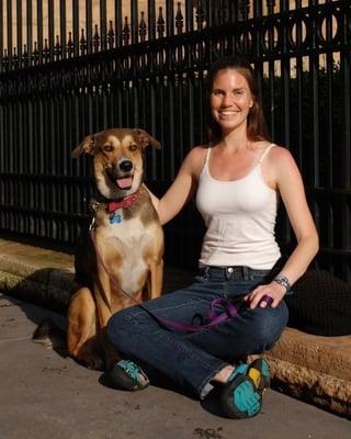 Jenny Magill with one of her dogs, Dozer.