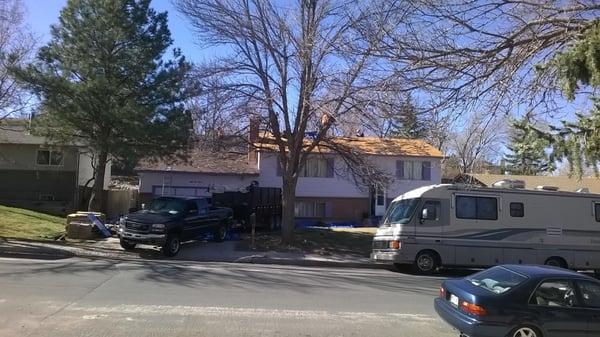 Residential re-roof in process