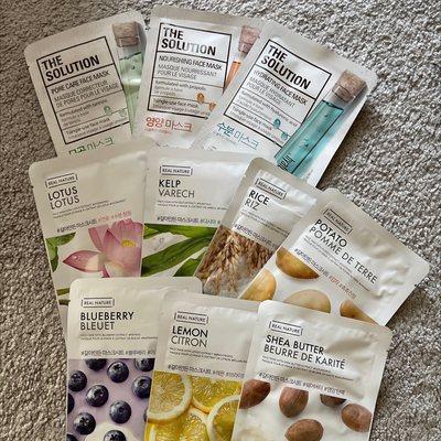 Facial masks - a good selection from a couple dollars to $5-6 each.