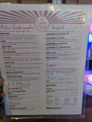 Menu items and prices as of 07/14/2023