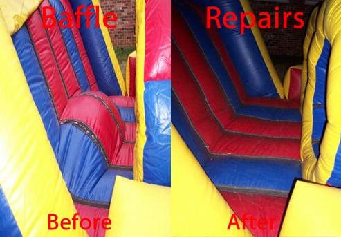 Blown baffles are very common repairs on inflatable units.