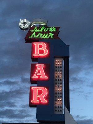 Light up sign outside with that old Vegas feel!