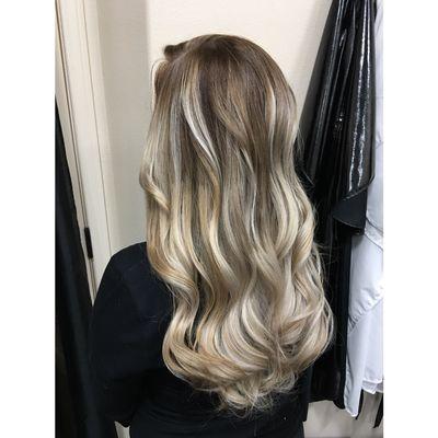 Brought her base color down to turn her blonde into a balayage before her wedding day !