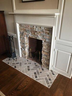 restored firebox, face and hearth