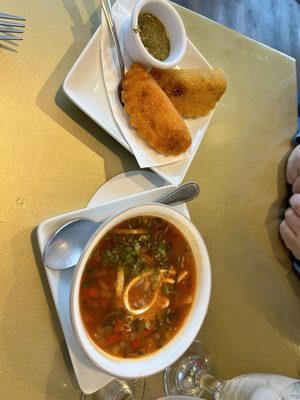 Soup and empanadas