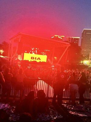 Stage at night from lawn