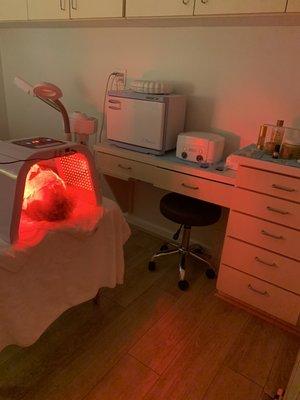 Anti-aging Facial with LED Light .