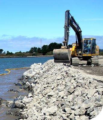 Arcata Levee Repair Project under construction - LACO provided civil engineering, geology, geotechnical, survey, and permitting