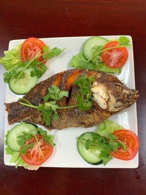 Fried whole tilapia