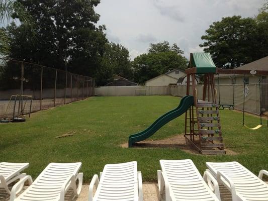 Field and play-set. Soccer goals and ball available. Footballs and more sports equipment too!