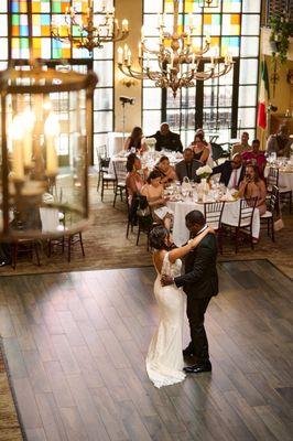 Wide shot of the dance floor