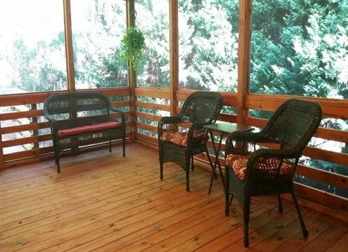 Cool, comfortable porch at the North Raleigh home