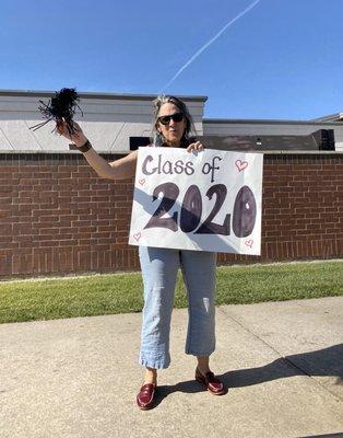 05.07.20  teachers greeting seniors as they pick up their cap and gowns - Class of 2020