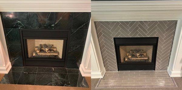 Fireplace tile transformation