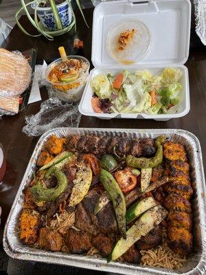 Lamb and chicken family platter, and babaganoush. Both excellent!