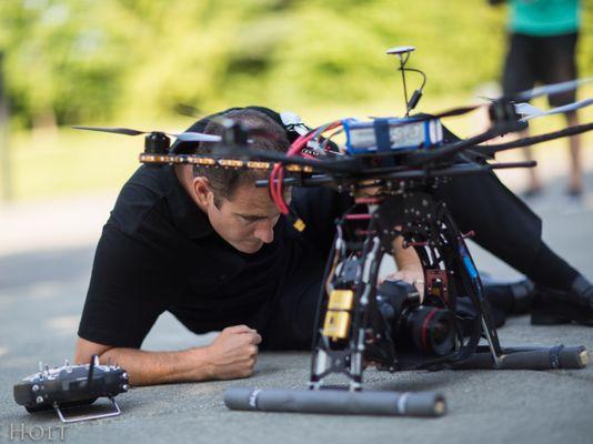 Rich prepping the drone for some aerial shots.