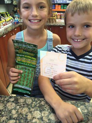 I split a $200 winner with Stephanie's kids. The look on their faces. Priceless !!!!