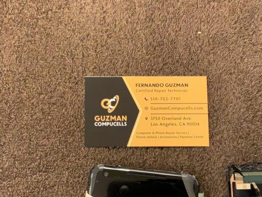 Mr. Guzman's Card.  Give him a call why not?