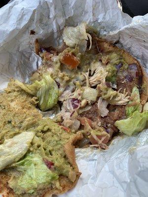 The inside of the "Chicken Torta" Gross