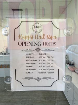 Happy Nail & Spa business hours 2150 W. Galena Blvd.