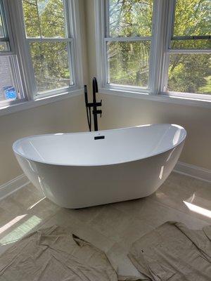 Tub install for a newly renovated bathroom