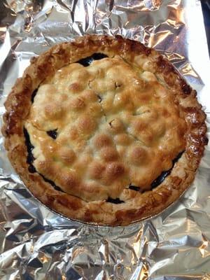 Made a yummy blueberry pie using the blueberries I bought here