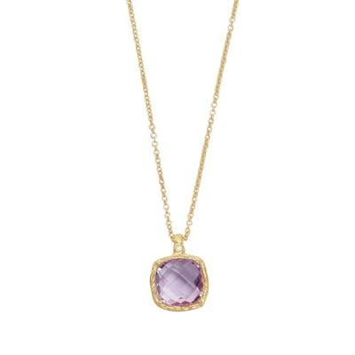 From the "Oro Gemma Collection", this Amethyst gemstone 14K yellow gold necklace is every girl's best gift this season.