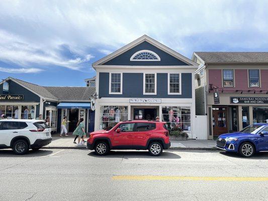 Front view of The Black Dog General Store from the corner of Gravel St