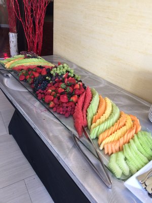 Fruit table outside of the restaurant