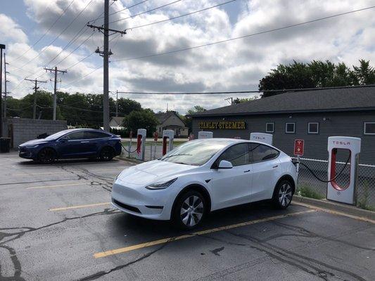 Tesla Supercharger in St. Joseph, MI.