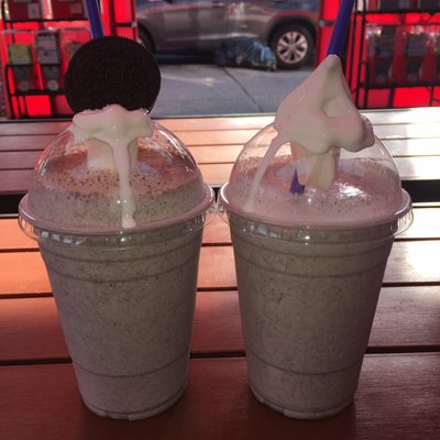 Left: Vanilla, Nutella and Oreo Right: Vanilla, Mint Chocolate Chip and Oreo