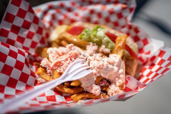 Shredded lobster  meat with fries and the  sandwich was so delicious