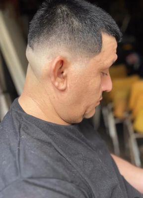 Color added gray coverage Mid Bald Fade