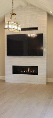 Make your Fireplace standout with professional TV Mounting! Brick, Stone, Ceramic Tile is no problem! Give us a call (833) HANG-TVS