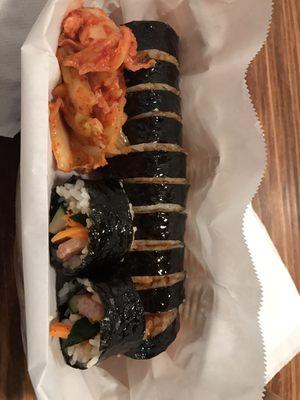 BimBap Roll with Porj Belly and side of Kimchi