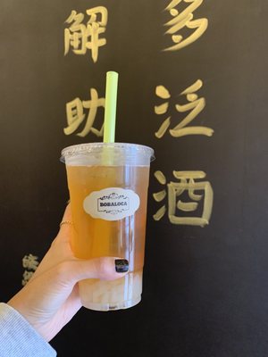 Iced lychee jasmine green tea with coconut jelly