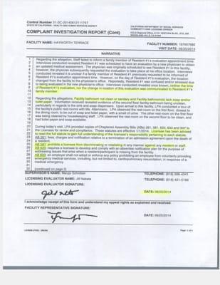 Hayworth retaliated against resident & family for reporting violations to CCLD. Resident moved from private rm of 4 yrs to a shared rm.