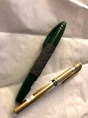 Green sharpie with a comfort grip & gold metallic marker