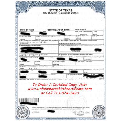 Order Your US Birth Certificate From Texas.