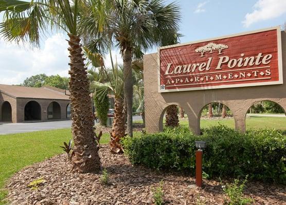 Entrance at Laurel Pointe Apartments.