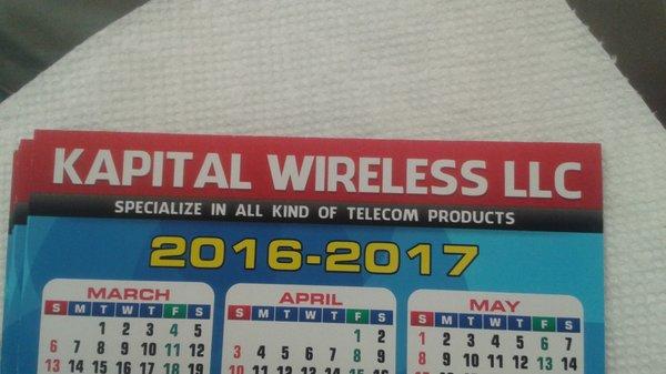 Scored free Calendar from Kapital Wireless (: