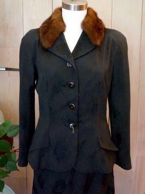 Gorgeous Christian Dior suit with removable mink collar.