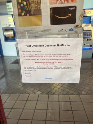 Post office box notice