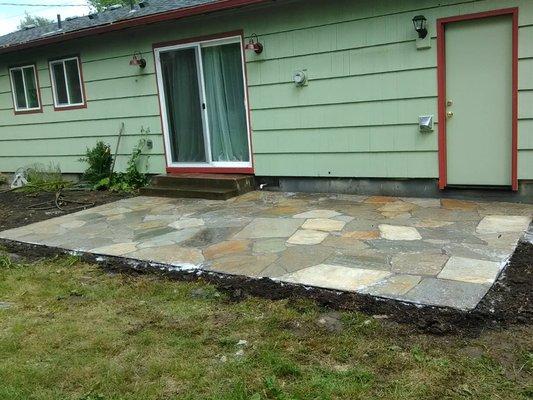 This is a flagstone patio