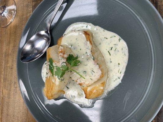 Chilean sea bass with champagne dill