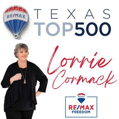 Congratulations to Lorrie on reaching Top 250 out of 5,000 RE/MAX agents across Texas!