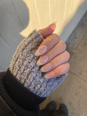 SNS nails with a gel design