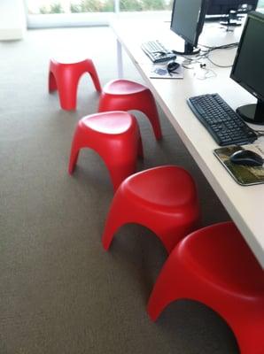 The chairs throughout the entire library were so abstract and different.