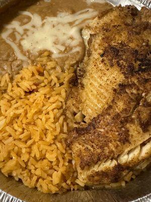 Tilapia filets with rice and beans. So good!